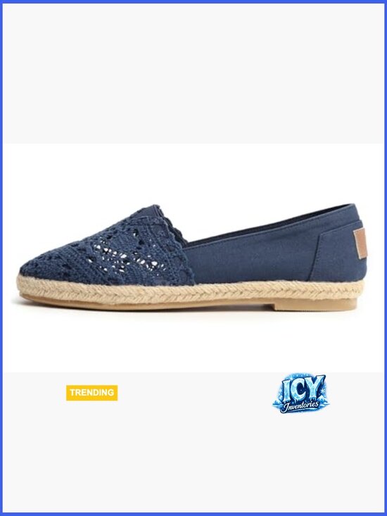 Breathable Crochet Espadrille Flats with Memory Foam Cushion main image 1